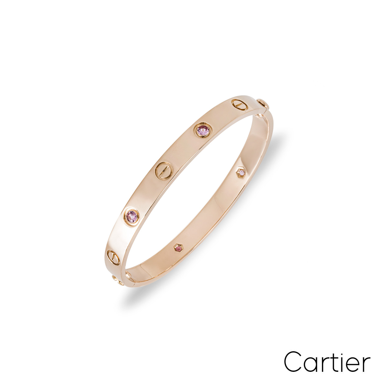 Cartier Rose Gold Pink Sapphire Love Bracelet Size 16 B6031116 Cartier Rose Gold Pink Sapphire Love Bracelet Size 16 B6031116